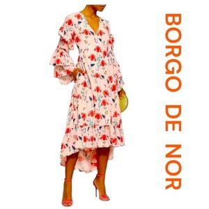 BORGO DE NOR Luna High-Low Midi Dress, Size 10.